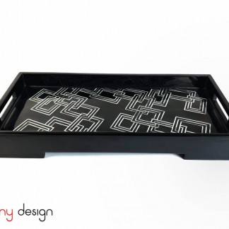 Rectangular lacquer tray with zigzag handle 22*45*H5.5cm